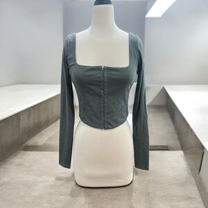 MABLE Green Long Sleeve Crop Top NWOT